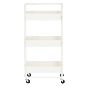 Ucenic Metalic cu 3 polite Salon Cosmetica , 4 roti, alb, 32 x 45 x H 84cm, Green Studio Pro - Img 4