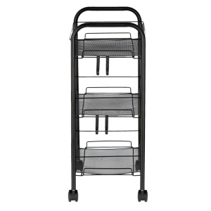 Ucenic Salon Cosmetica cu 3 polite si 4 roti, negru, 26 x 49 x 63cm, Green Studio Pro - Img 3