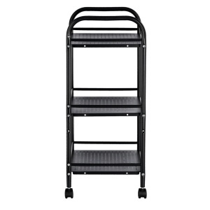 Ucenic Salon Cosmetica Metalic, 3 polite, 4 roti, negru, 33 x 50 x H 75cm, Green Studio Pro - Img 2