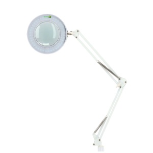 Lampa Cosmetica LED cu Lupa 5x, lumina si inaltime reglabila, picior cu roti, Green Studio Pro, Alb - Img 3