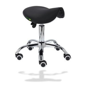 Scaun Cosmetica Tip Șa, Ergonomic, Reglabil, cu 5 Roti, Green Studio Pro, Negru
