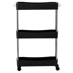 Ucenic Salon Cosmetica cu 3 polite si 4 roti, negru, 13 x 40 x 61cm, Green Studio Pro - Img 2