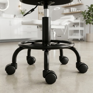 Scaun Cosmetica, Ergonomic, Reglabil, cu 5 roti, Green Studio Pro, Negru - Img 3