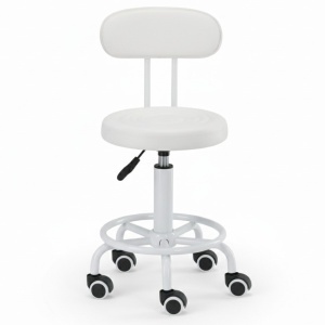 Scaun Profesional Cosmetica cu spatar detasabil, Green Studio Pro, alb - Img 5