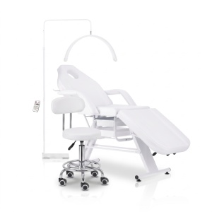 Set Pat Cosmetica + Lampa Led Semiluna + Scaun Cosmetica, Alb