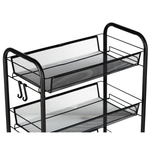 Ucenic Salon Cosmetica cu 3 polite si 4 roti, negru, 26 x 49 x 63cm, Green Studio Pro - Img 5
