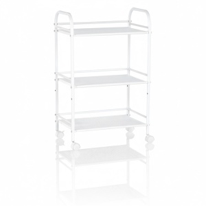 Ucenic Salon Cosmetica Metalic, 3 polite, 4 roti, alb, 33 x 50 x H 75cm, Green Studio Pro - Img 2