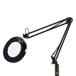 Lampa Cosmetica LED cu Lupa si Picior pe Roti, Green Studio Pro, Negru