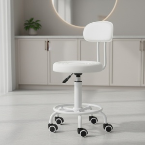 Scaun Profesional Cosmetica cu spatar detasabil, Green Studio Pro, alb - Img 3