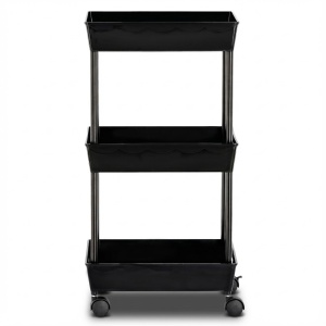 Ucenic Salon Cosmetica, 3 polite, 4 roti, negru, 31 x 36 x H 73cm, Green Studio Pro - Img 2
