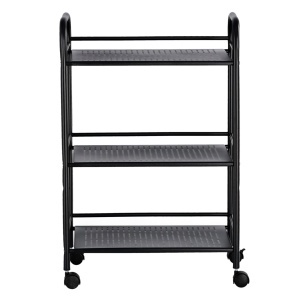 Ucenic Salon Cosmetica Metalic, 3 polite, 4 roti, negru, 33 x 50 x H 75cm, Green Studio Pro - Img 3