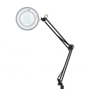 Lampa Cosmetica LED cu Lupa si Picior pe Roti, Green Studio Pro, Negru