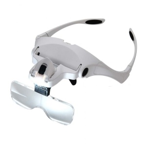 Ochelari extensii gene cu 5 lupe si lumina LED, 3 x baterii AAA
