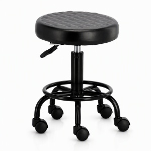 Scaun Cosmetica, Ergonomic, Reglabil, cu 5 roti, Green Studio Pro, Negru