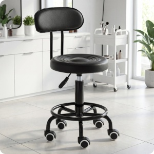 Scaun Profesional Cosmetica cu spatar detasabil, Green Studio Pro, negru - Img 2
