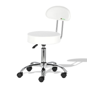 Scaun Profesional Cosmetica cu spatar, Green Studio Pro, alb - Img 1