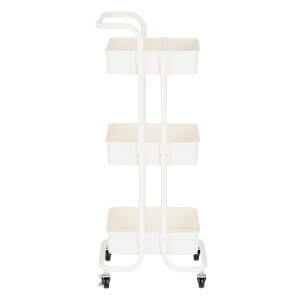Ucenic Metalic cu 3 polite Salon Cosmetica , 4 roti, alb, 32 x 45 x H 84cm, Green Studio Pro - Img 2