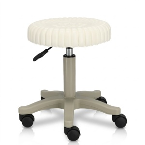 Scaun Cosmetica, Ergonomic, Reglabil, cu 5 roti, Green Studio Pro, Alb - Img 1