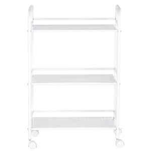 Ucenic Salon Cosmetica Metalic, 3 polite, 4 roti, alb, 33 x 50 x H 75cm, Green Studio Pro - Img 3