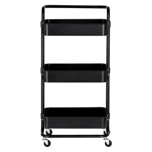 Ucenic Salon Cosmetica Metalic, 3 polite, 4 roti, negru, 32 x 45 x H 84cm, Green Studio Pro - Img 4