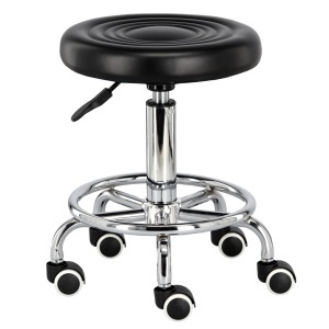 Scaun Cosmetica, Ergonomic, Reglabil, cu 5 roti, Green Studio Pro, Negru