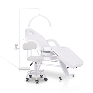 Set Pat Cosmetica + Lampa Led Semiluna + Scaun Cosmetica, Alb