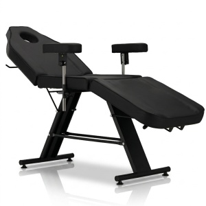 Pat / Fotoliu Profesional 2 in 1 Reglabil, pentru Cosmetica, Masaj, Tatuaj, Green Studio Pro, Negru