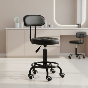 Scaun Profesional Cosmetica cu spatar detasabil, Green Studio Pro, negru - Img 3