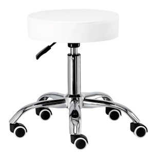Scaun Cosmetica, Ergonomic, Reglabil, cu 5 Roti, Green Studio Pro, Alb - Img 1