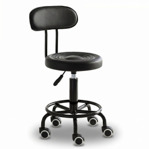 Scaun Profesional Cosmetica cu spatar detasabil, Green Studio Pro, negru