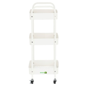 Ucenic Salon Cosmetica Metalic, 3 polite, 4 roti, alb, 30 x 42 x 78cm, Green Studio Pro - Img 2