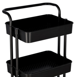 Ucenic Salon Cosmetica Metalic, 3 polite, 4 roti, negru, 32 x 45 x H 84cm, Green Studio Pro - Img 5