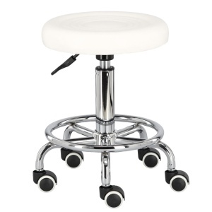 Scaun Cosmetica, Ergonomic, Reglabil, cu 5 roti, Green Studio Pro, Alb