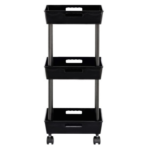 Ucenic Salon Cosmetica, 3 polite, 4 roti, negru, 31 x 36 x H 73cm, Green Studio Pro - Img 3