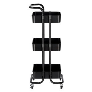 Ucenic Salon Cosmetica Metalic, 3 polite, 4 roti, negru, 32 x 45 x H 84cm, Green Studio Pro - Img 2