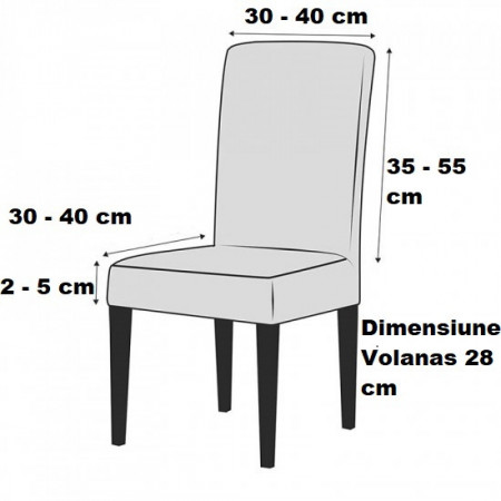 Set 6 huse elastice pentru scaune, cu volanas si model Jacquard, Gri - Img 4