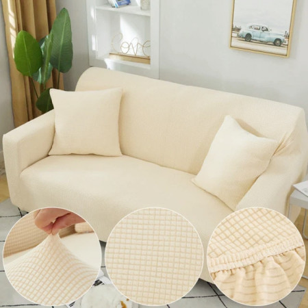 Husa elastica pentru canapea 3 locuri, culoare Crem Deschis