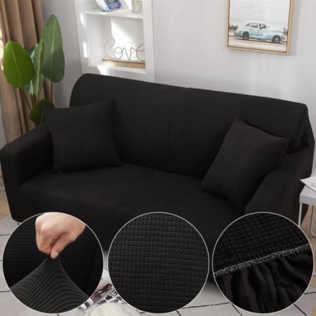 Husa elastica pentru canapea 3 locuri, culoare Negru
