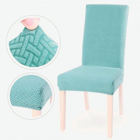Set 6 huse elastice pentru scaune culoare Turcoaz cu model - Img 1