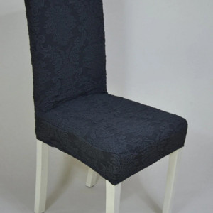 Set 6 huse elastice pentru scaune, model Jacquard, Cenusiu