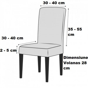Set 6 huse pentru scaune, creponate si elastice, cu volanas, Bej Inchis - Img 3