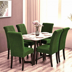 Set 6 huse elastice pentru scaune culoare Verde - Img 1