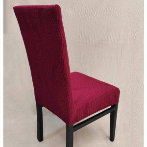 Set 6 huse elastice pentru scaune, model Jacquard Bordo in dungi - Img 2