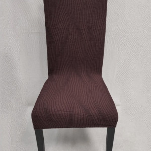 Set 6 huse elastice pentru scaune, model Jacquard Maro in dungi - Img 3