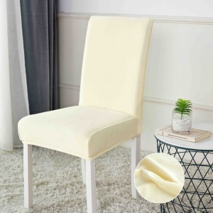 Set 6 huse pentru scaune, elastice si catifelate, Crem