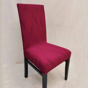 Set 6 huse elastice pentru scaune, model Jacquard Bordo in dungi - Img 3