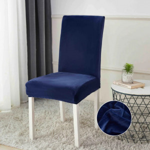 Set 6 huse pentru scaune, elastice si catifelate, culoare Albastru - Img 1