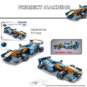 Set de constructie Blue Race Machine - pull back, 511 piese - Img 3