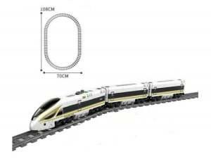 Trenuleț electric alb/galben pentru calatori VICTOR din piese de construcție, 647 piese - Img 2