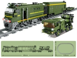 Trenuleț electric militar DELMO din piese de construcție, 1174 piese - Img 2